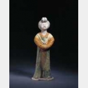 唐三彩女立俑的图片，特点，年代，鉴赏，馆藏