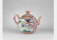 清乾隆粉彩开光人物茶壶的图片，特点，年代，鉴赏，馆藏
