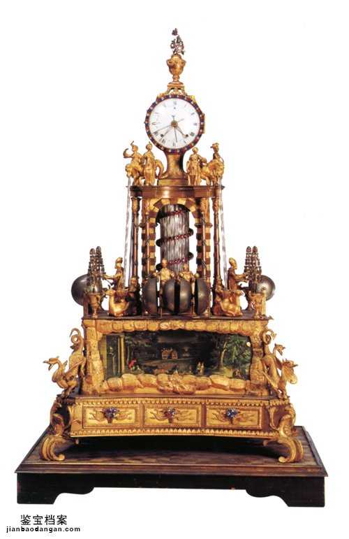 英国十八世纪铜鎏金转水法人物打乐钟，北京故宫博物院藏